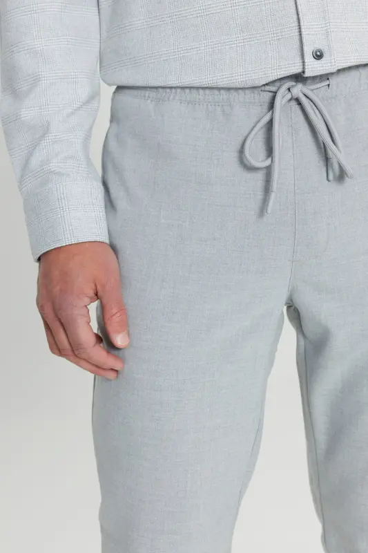 Men's Gray Slim Fit Comfort Fit Drawstring Waist Side Pocket Jogger Pants-Gray - 6