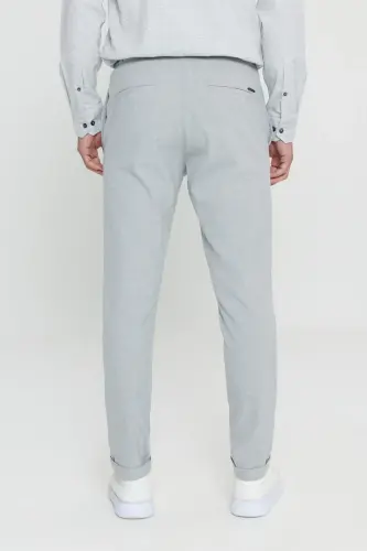 Men's Gray Slim Fit Comfort Fit Drawstring Waist Side Pocket Jogger Pants-Gray - 8