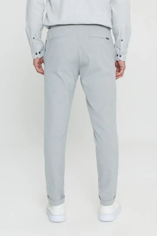 Men's Gray Slim Fit Comfort Fit Drawstring Waist Side Pocket Jogger Pants-Gray - 8