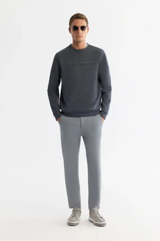 Men's Gray Slim Fit Side Elastic Soft Touch Trousers - 1