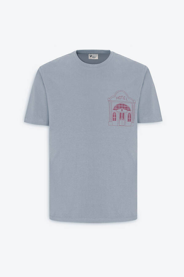 Men's Gray Standard Fit Regular Fit 100% Cotton Printed Crew Neck T-Shirt - 14