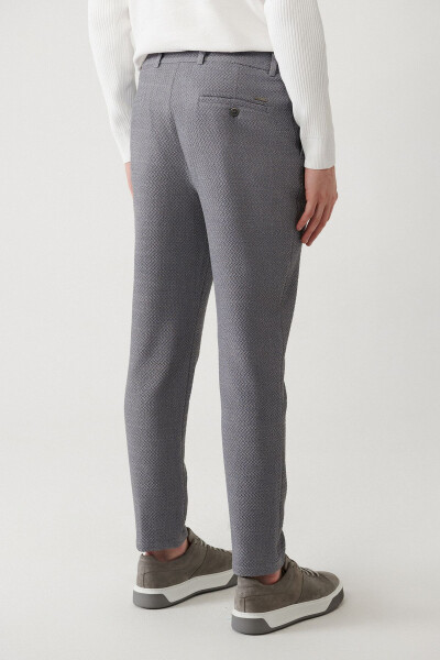 Men's Gray Suit Trousers with Side Pockets, 360 Degree Stretch, Elastic Waistband, Cotton Slim Fit A3 - 5