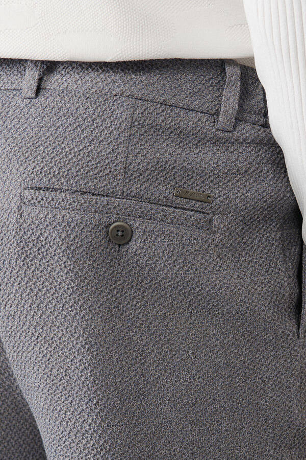 Men's Gray Suit Trousers with Side Pockets, 360 Degree Stretch, Elastic Waistband, Cotton Slim Fit A3 - 7