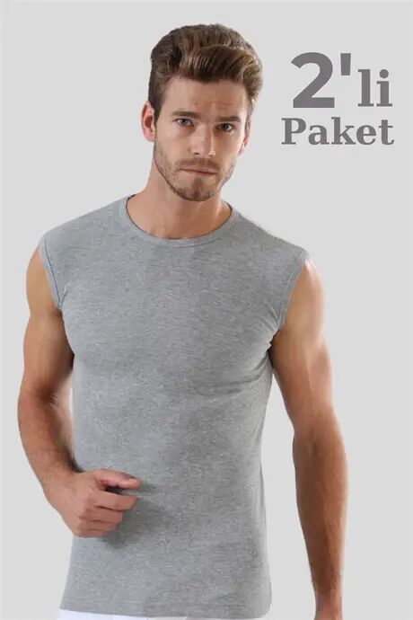 Men's Gray Tank Top 2-Pack - BÜYÜKBEDENIZ