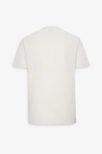 Men's Gray-White Easy Iron Slim Fit Narrow Cut Crew Neck Jacquard T-shirt-Gray - 8