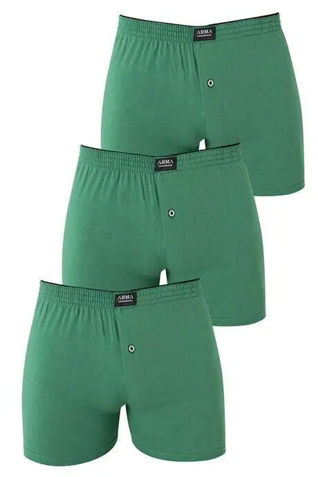 Men's Green Button-Down Boxer 3-Pack 100% Cotton Jersey - 2