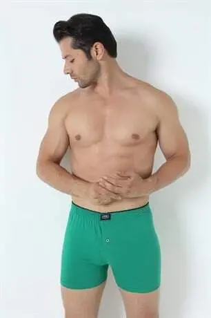 Men's Green Button-Down Boxer 3-Pack 100% Cotton Jersey - 9