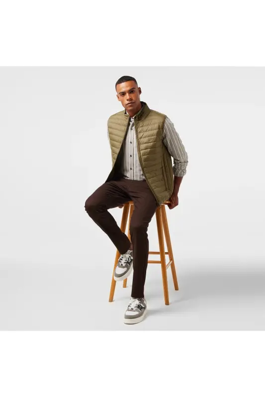 Men's Green Down Vest - 4