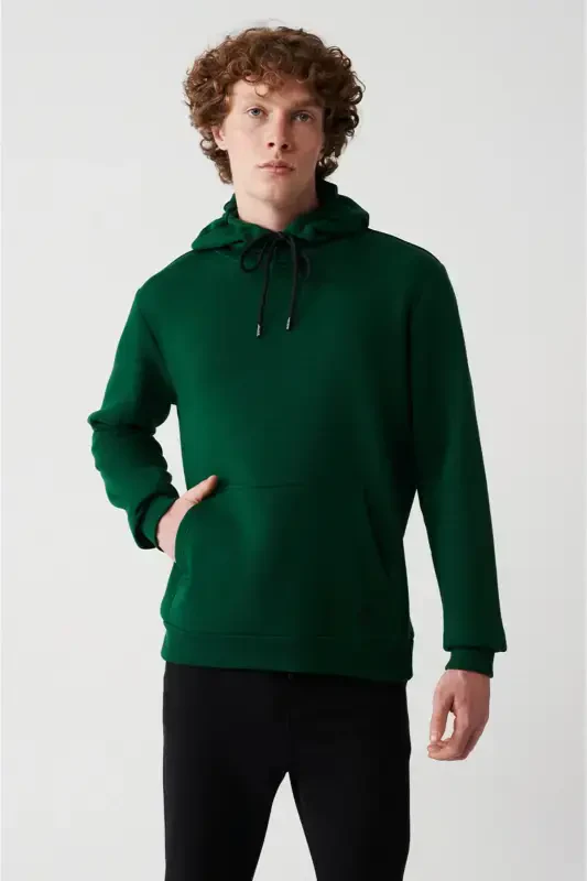 Men's Green Hoodie Sweatshirt - 1