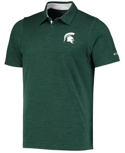 Men's Green Michigan State Spartans Tech Trail Space Dye Omni-Shade Polo - 3