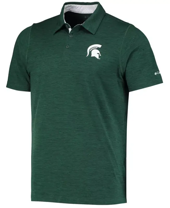 Men's Green Michigan State Spartans Tech Trail Space Dye Omni-Shade Polo - 3