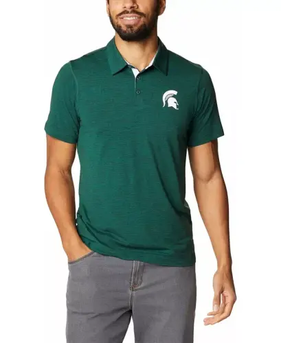 Men's Green Michigan State Spartans Tech Trail Space Dye Omni-Shade Polo - 5