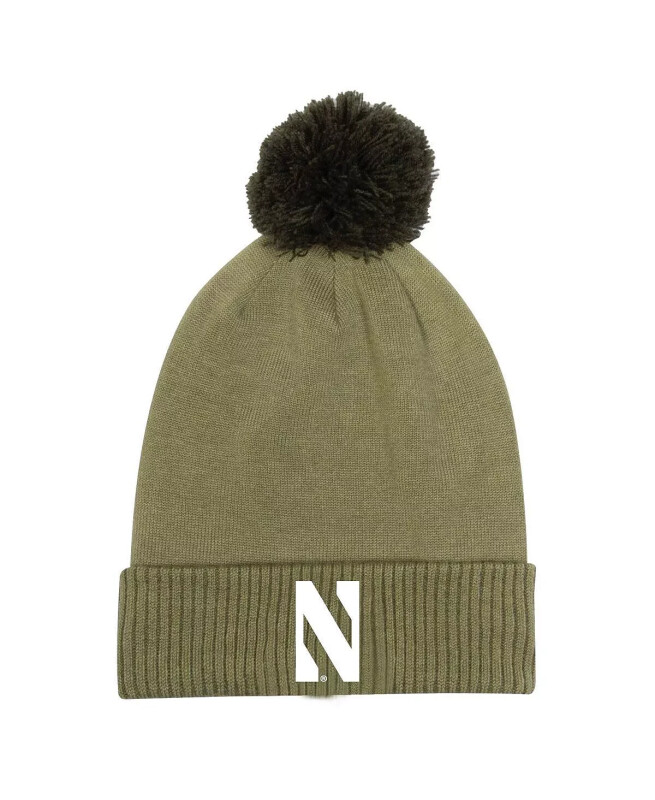 Men's Green Northwestern Wildcats Freedom Collection Cuffed Knit Hat with Pom - UNDER ARMOUR