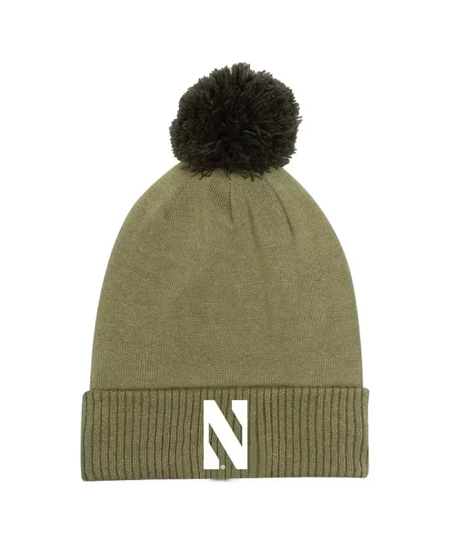 Men's Green Northwestern Wildcats Freedom Collection Pomponli Manşetli Örme Şapka - UNDER ARMOUR