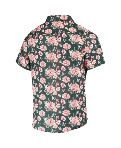 Men's Green Oakland Athletics Floral Linen Button-Up Shirt - FOCO (1)