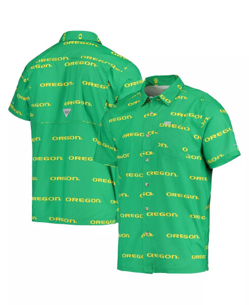 Men's Green Oregon Ducks Super Slack Tide Omni-Shade Button-Up Shirt Green - 1