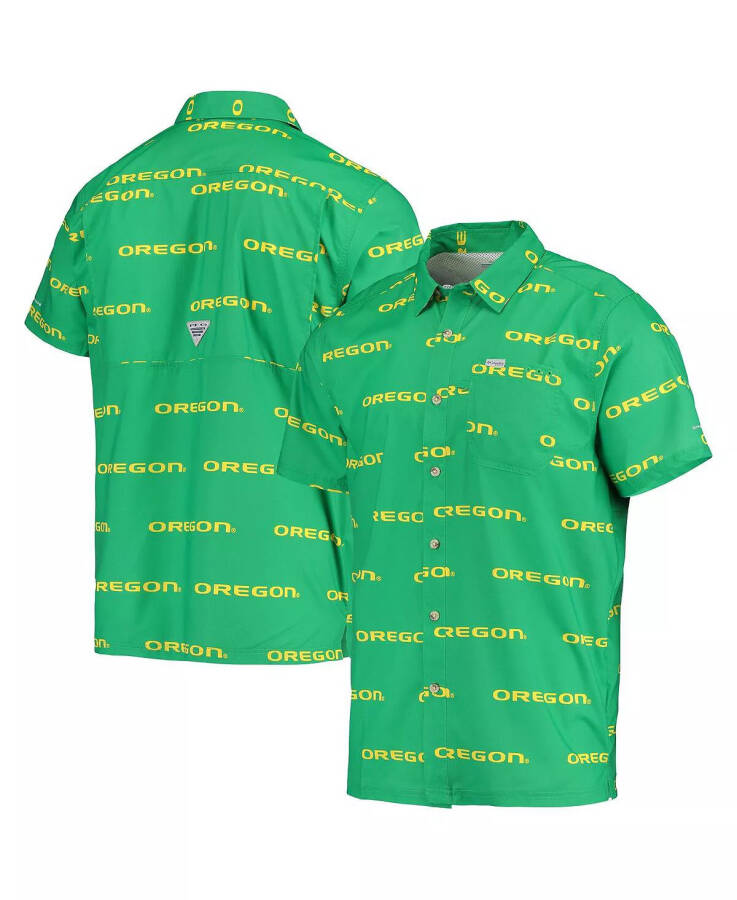 Men's Green Oregon Ducks Super Slack Tide Omni-Shade Button-Up Shirt Green - 2