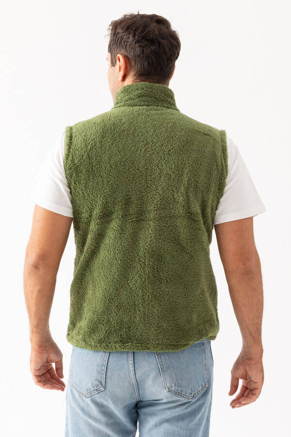 Men's green plush vest - 5