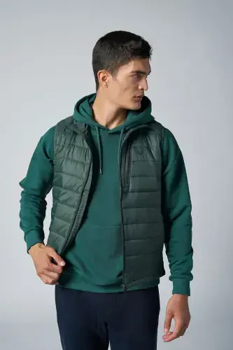 Men's Green Pocket Zipper Sleeveless Casual Vest 1268 - 3