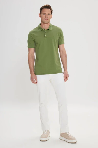 Men's Green Slim Fit Polo Neck 100% Cotton Short Sleeve T-Shirt - ALTINYILDIZ CLASSICS (1)