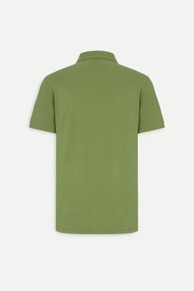 Men's Green Slim Fit Polo Neck 100% Cotton Short Sleeve T-Shirt - 8