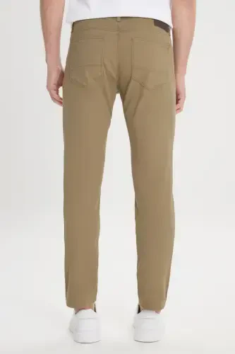 Men's Green Slim Fit Slim Leg 5 Pocket Textured Stretch Trousers - 7