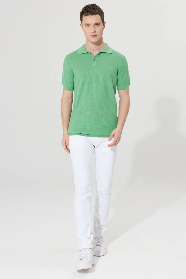 Men's Green Standard Fit Regular Fit Polo Collar %1 - 3