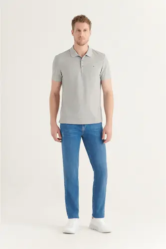 Men's Grey 100% Cotton Stay-Cool Polo Shirt E001004-Grey - 5