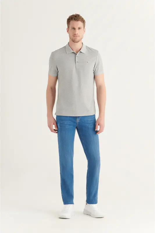 Men's Grey 100% Cotton Stay-Cool Polo Shirt E001004-Grey - 5