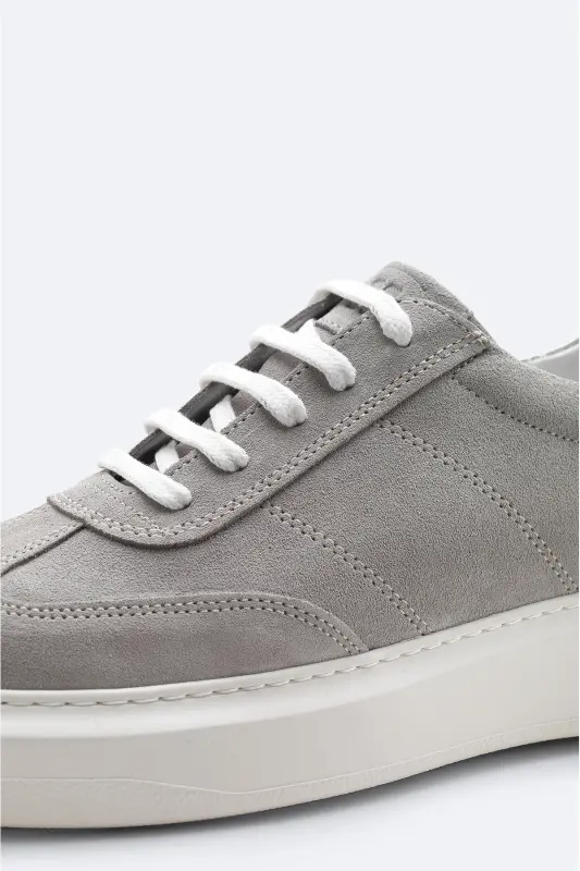 Men's Grey 100% Suede Leather Flexible Sole Casual Shoe B008002-Grey - 2