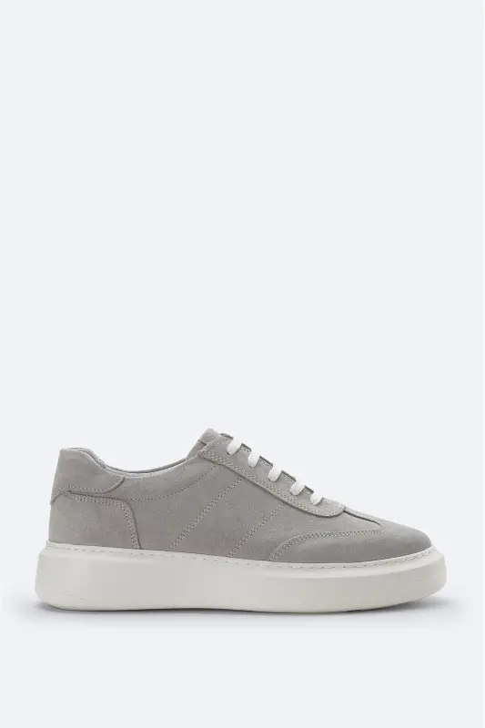 Men's Grey 100% Suede Leather Flexible Sole Casual Shoe B008002-Grey - 1