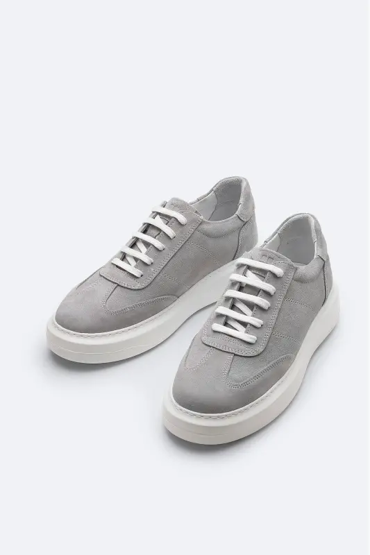Men's Grey 100% Suede Leather Flexible Sole Casual Shoe B008002-Grey - 5