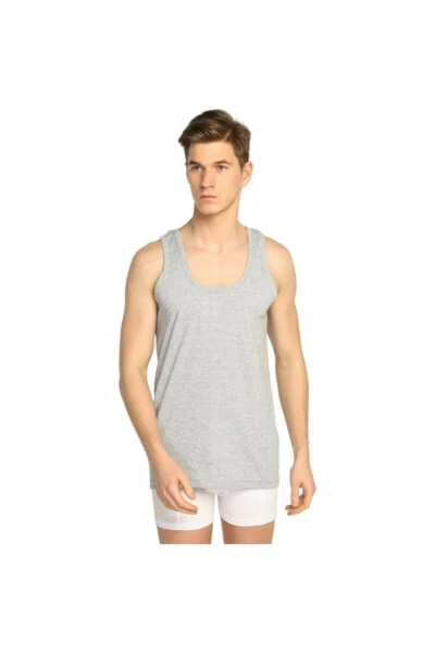 Men's Grey 2-Pack Ribbed Classic Undershirt - TUTKU