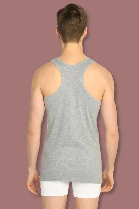 Men's Grey 3-Pack Cotton Ribbed Sports Tank Top-Grey - 1