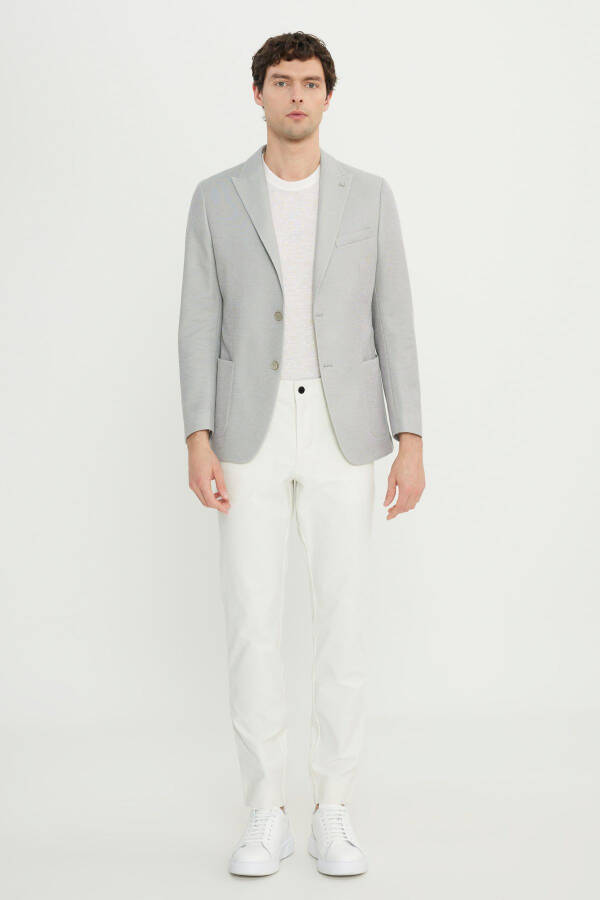 Men's Grey 360 All-Way Stretch Cotton Slim Fit Tr - 2