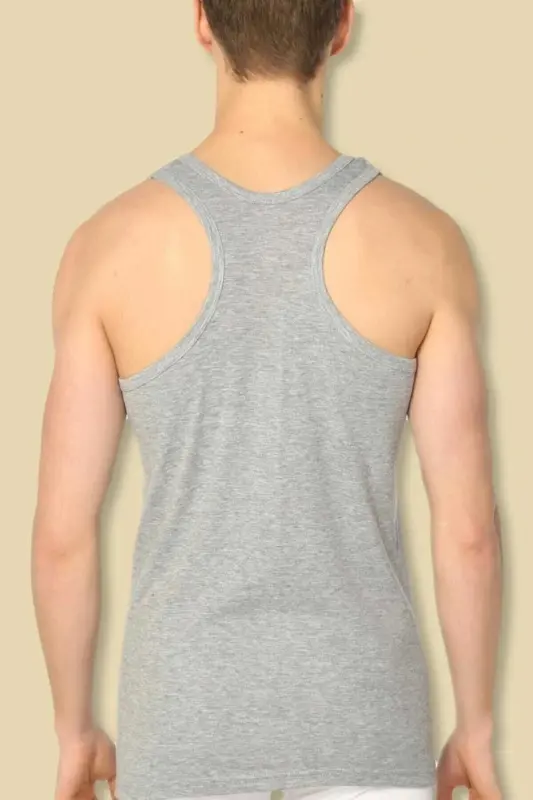 Men's Grey 6-Pack Cotton Ribbed Athletic Tank Top - TUTKU