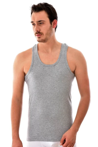 Men's Grey 6 Pack Cotton Sports Tank Top Grey 0118 - 13