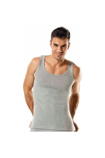 Men's Grey 6 Pack Ribbed Classic Undershirt ELF568T0102CCM6 - 1