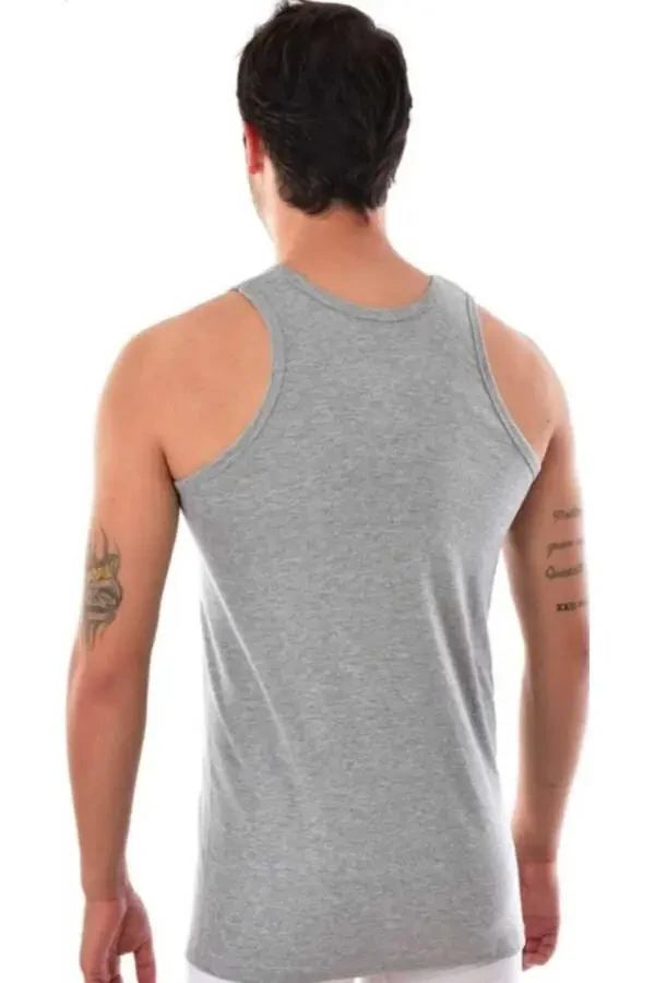 Men's Grey Athletic Rambo Cotton Undershirt 6 Pack 0118 - 1