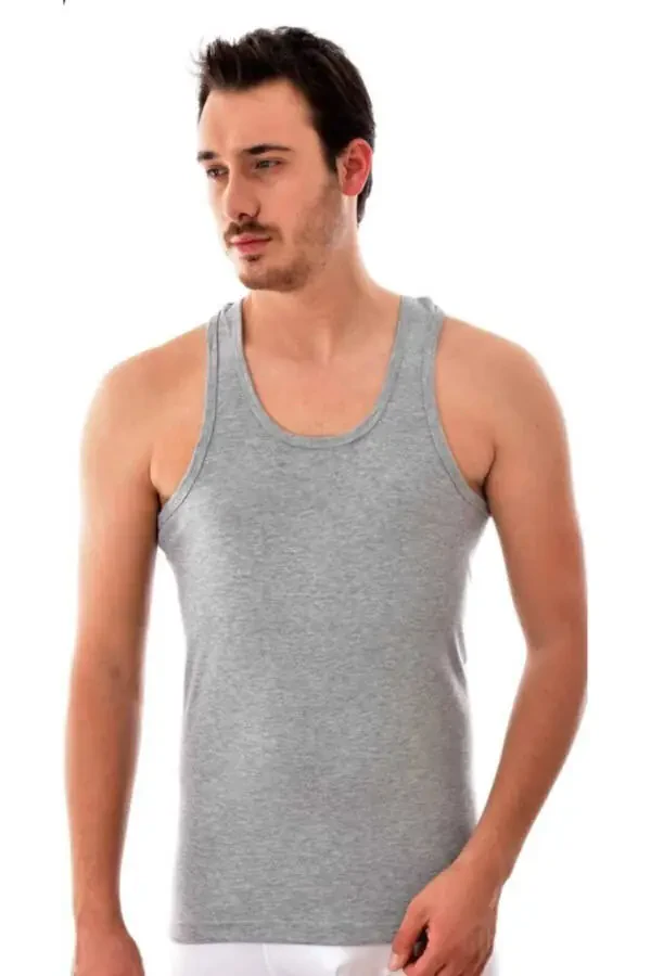 Men's Grey Athletic Rambo Cotton Undershirt 6 Pack 0118 - 2