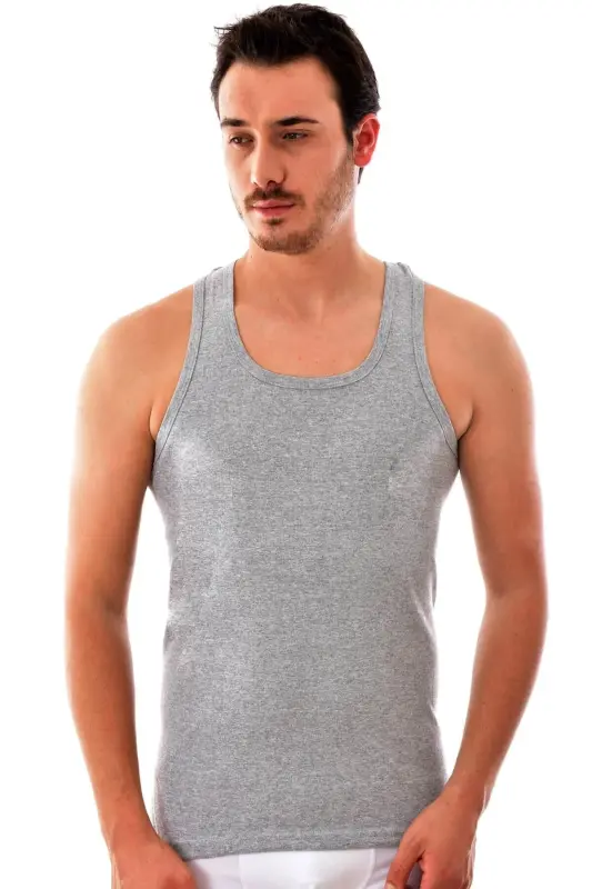 Men's Grey Athletic Rambo Cotton Undershirt 6 Pack 0118 - 1