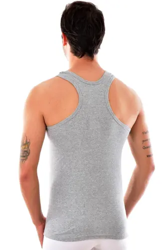 Men's Grey Athletic Rambo Cotton Undershirt 6 Pack 0118 - 2