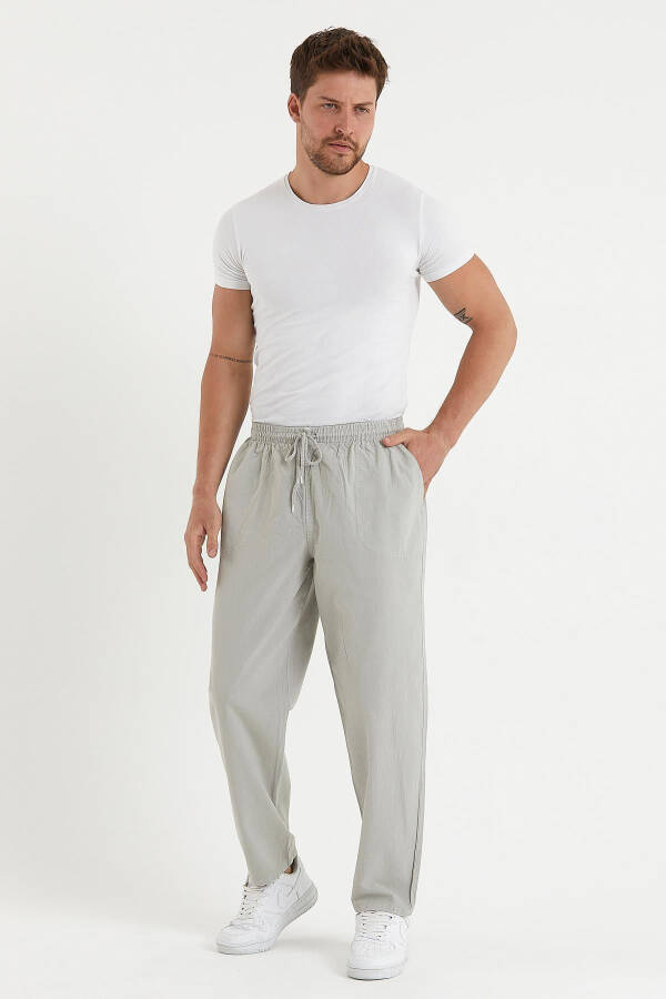 Men's Grey Basic Relaxed Fit Jogger Pants - 4