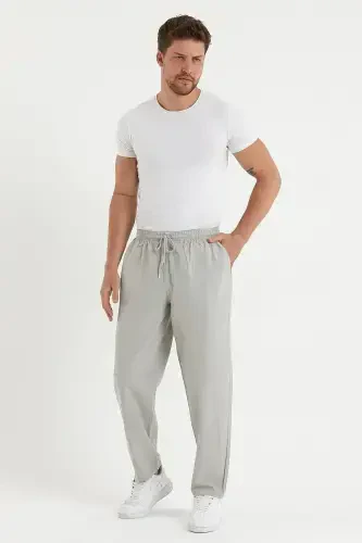 Men's Grey Basic Relaxed Fit Jogger Pants - 4