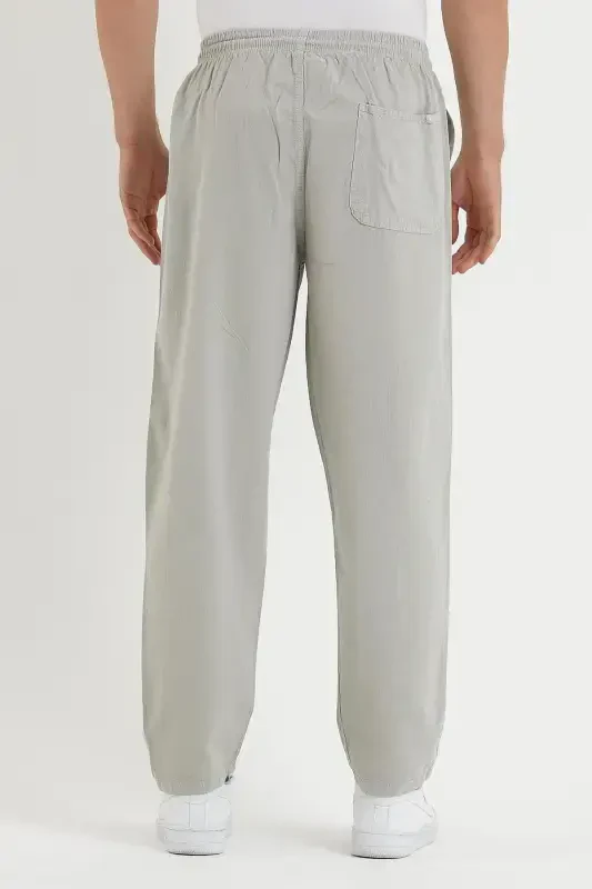 Men's Grey Basic Relaxed Fit Jogger Pants - 6