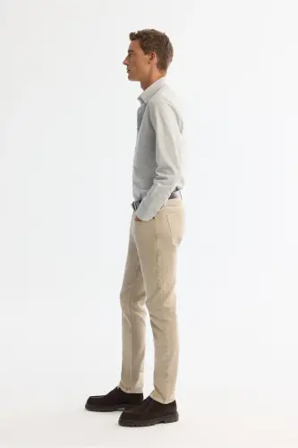 Men's Grey Button-Down Collar 100% Cotton Flannel Shirt A4 - 4