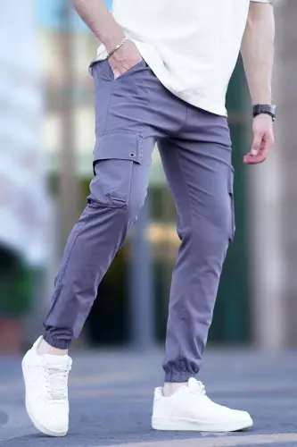 Men's Grey Cargo Pocket Trousers 5647-Grey 