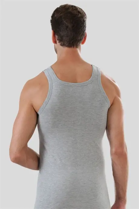 Men's Grey Cotton Ribbed Tank Top 3-Pack - 5