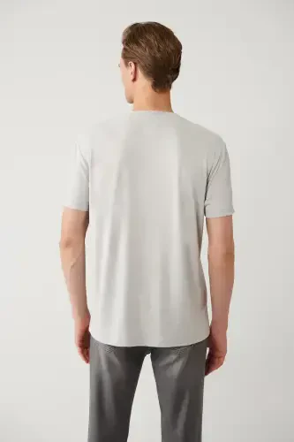 Men's Grey Crew Neck Printed Soft Touch Regular Fit T-shirt A41y1136 - 4