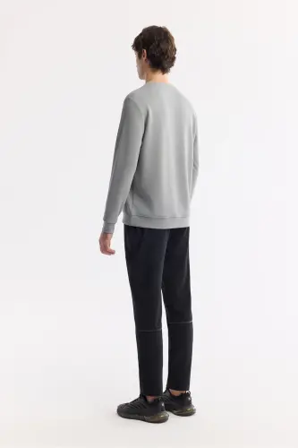 Men's Grey Crew Neck Soft Touch Bicycle with Pique Print - 4
